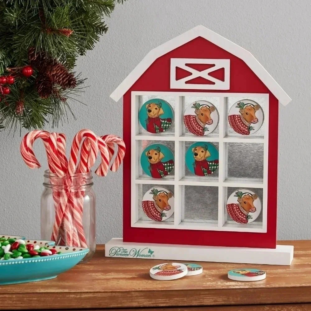 The Pioneer Woman Holiday Barn MDF Tic-Tac-Toe Game